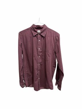 Uniqlo Size Medium Burgundy Medallion Print Button Down Shirt